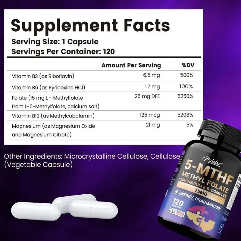 5-MTHF Methyl B12 & Methyl Folate Supplement- Boosts Cognitive Function Sqin Med by Nurse Faye