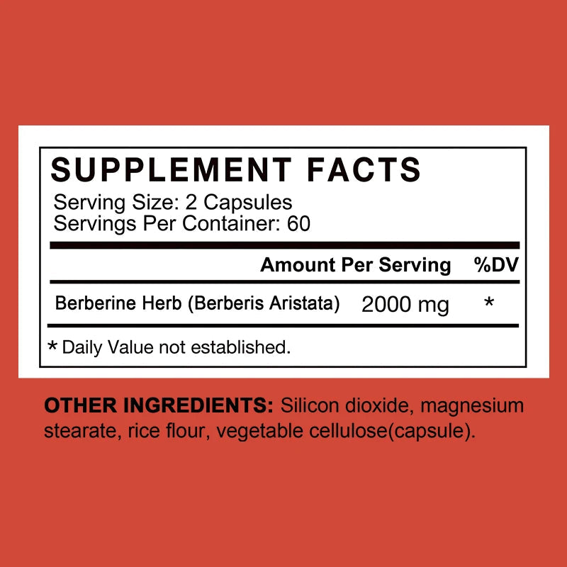 Berberine Capsules 2000mg - Supports Healthy Glucose (Blood Sugar) and Lipid (Fats) Metabolism Sqin Med by Nurse Faye