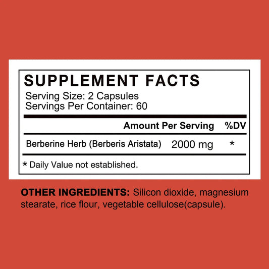 Berberine Capsules 2000mg - Supports Healthy Glucose (Blood Sugar) and Lipid (Fats) Metabolism Sqin Med by Nurse Faye