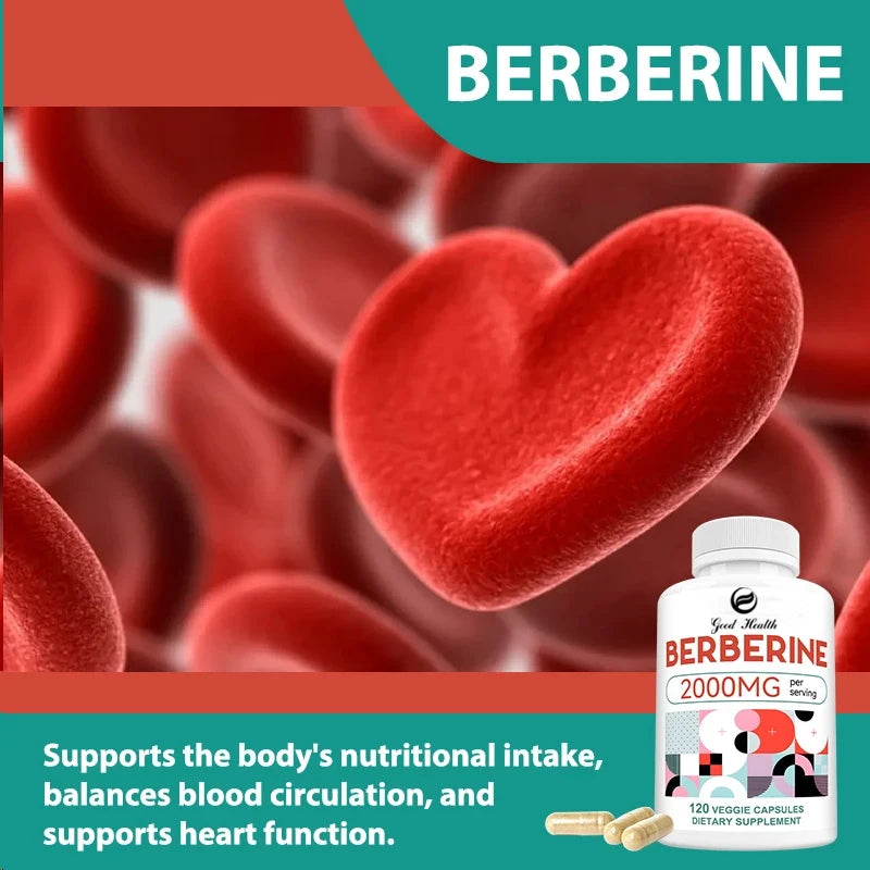 Berberine Capsules 2000mg - Supports Healthy Glucose (Blood Sugar) and Lipid (Fats) Metabolism Sqin Med by Nurse Faye