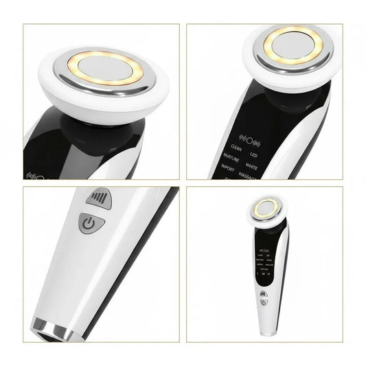 EMS Facial Massager Face Beauty Instrument with Induced Vibration and Hot Compress Face Skin Care Tool 7 in 1 LED Light Therapy Sqin Med by Nurse Faye