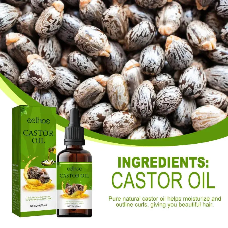Organic Cold-Pressed Castor Oil-Nourishes Hair, Eyelashes Eyebrows Reduces Frizz Split Ends For Healthy Looking Hair Growth Sqin Med by Nurse Faye
