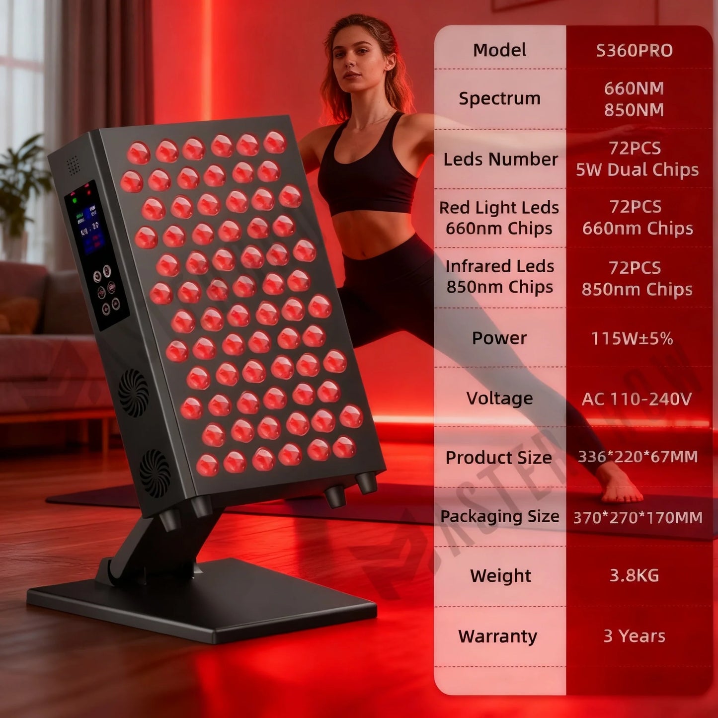 660nm850nm Led Red Light Therapy Panel Device LED Facial Anti-inflammatory Skin Care Light  For Anti-Aging Pain Relief