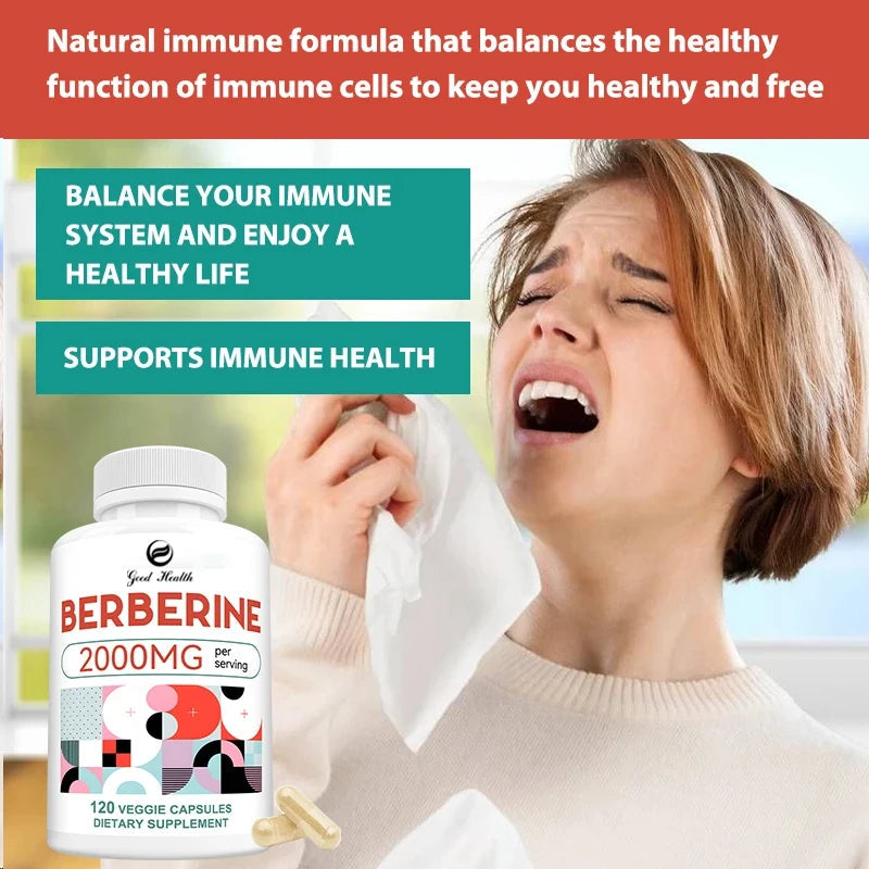 Berberine Capsules 2000mg - Supports Healthy Glucose (Blood Sugar) and Lipid (Fats) Metabolism Sqin Med by Nurse Faye
