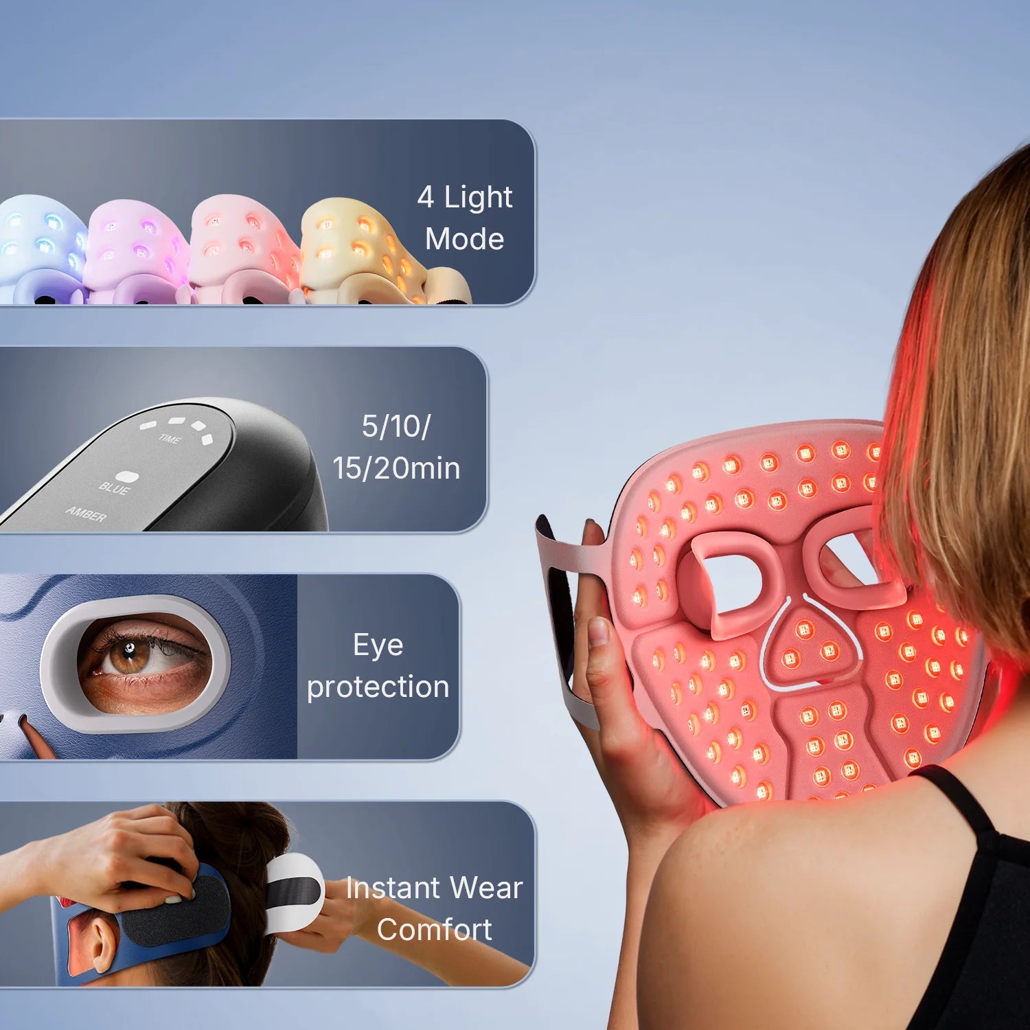 Ultra-light Red Light Therapy Photon Mask Hello Face with M500S LED Near-Infrared Light Sqin Med by Nurse Faye