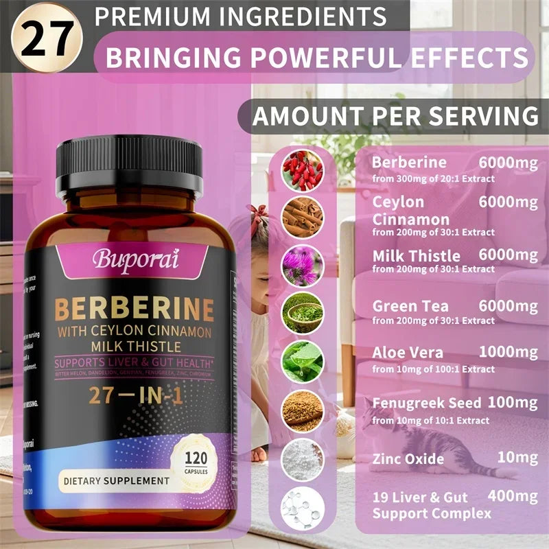 27-in-1 Berberine Complex Supplements 25,000 mg per serving - Supports whole body health Sqin Med by Nurse Faye