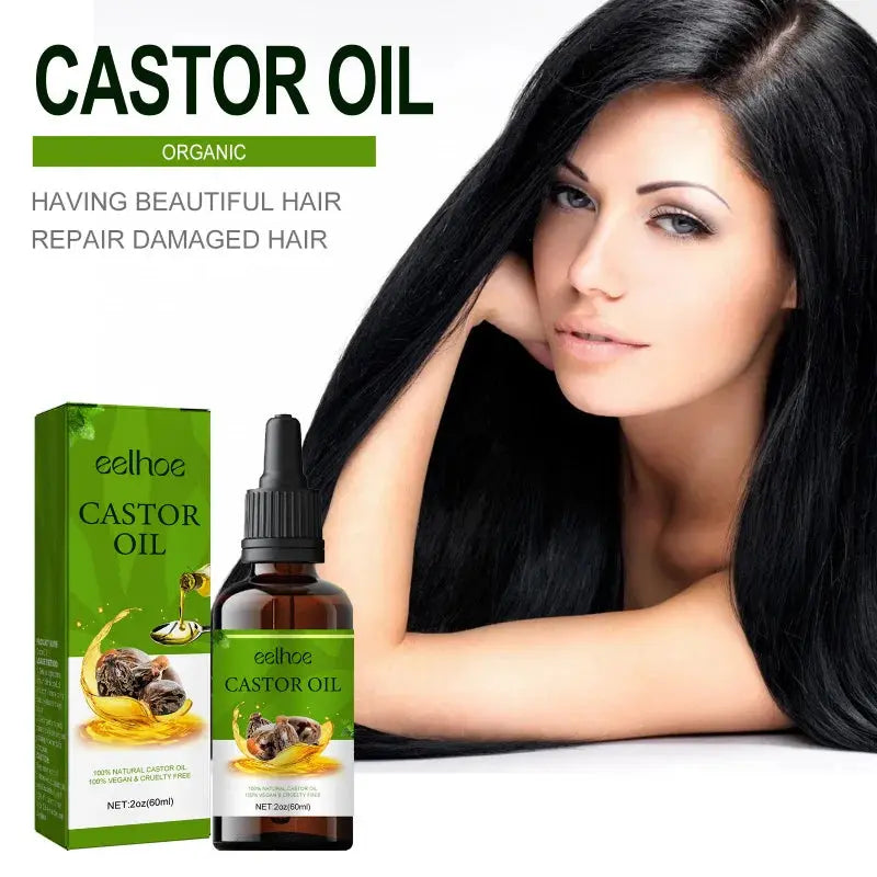 Organic Cold-Pressed Castor Oil-Nourishes Hair, Eyelashes Eyebrows Reduces Frizz Split Ends For Healthy Looking Hair Growth Sqin Med by Nurse Faye