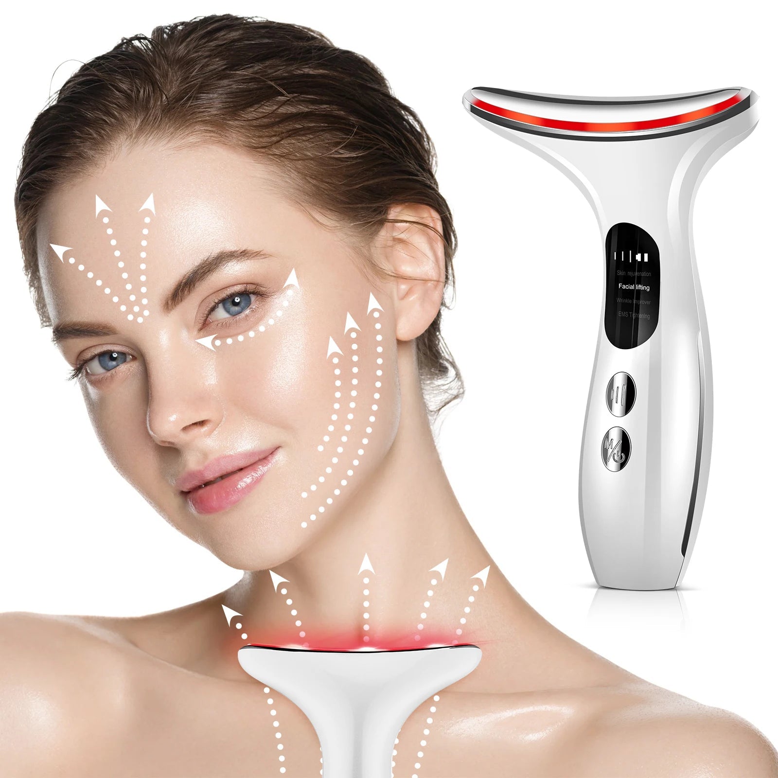 Neck Tightening Device - EMS Microcurrent Facial Massager & LED Light Therapy Sqin Med by Nurse Faye