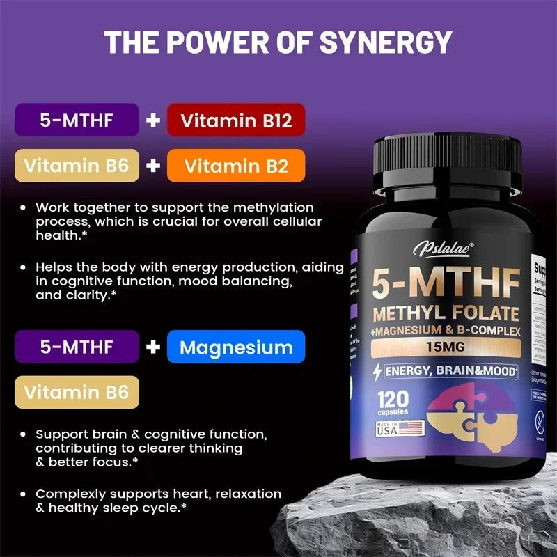 5-MTHF Methyl B12 & Methyl Folate Supplement- Boosts Cognitive Function Sqin Med by Nurse Faye