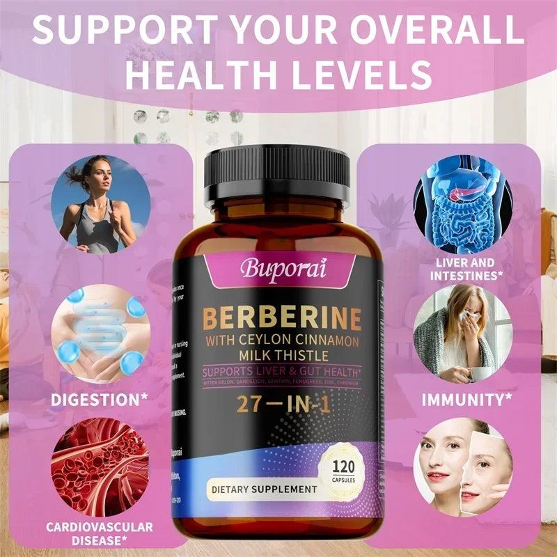 27-in-1 Berberine Complex Supplements 25,000 mg per serving - Supports whole body health Sqin Med by Nurse Faye