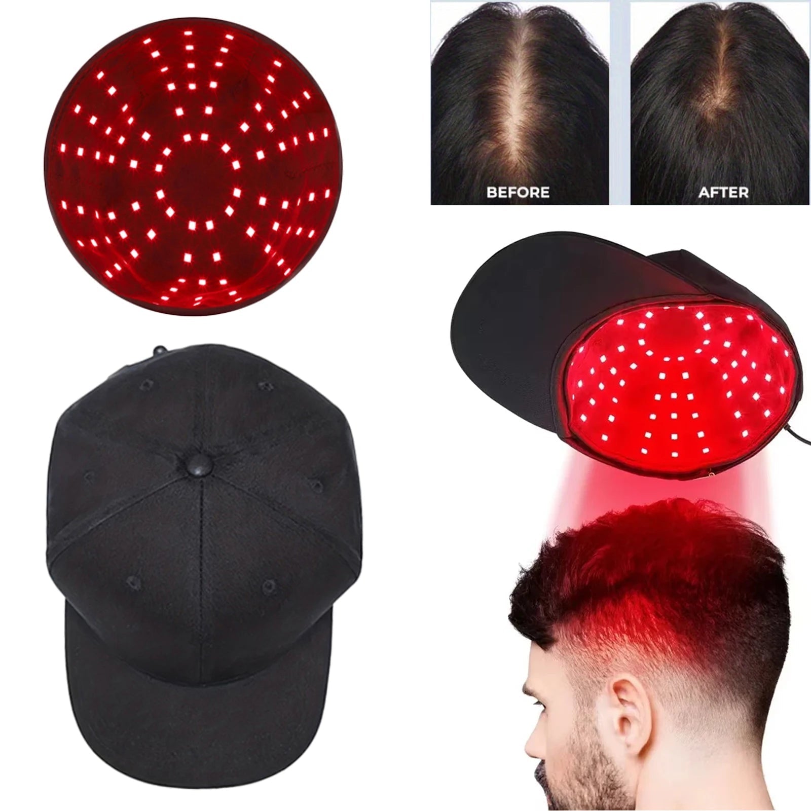 Red LED Light & Infrared Therapy Cap- 96Pcs 660nm&850nm wavelength 10Hz Pulse for Hair growth Sqin Med by Nurse Faye