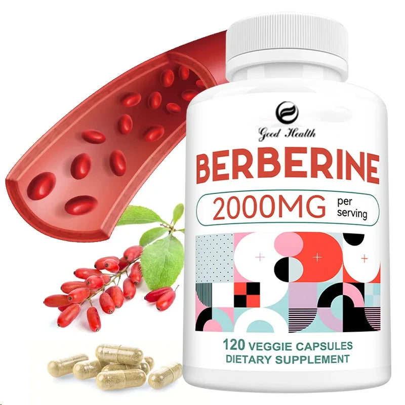 Berberine Capsules 2000mg - Supports Healthy Glucose (Blood Sugar) and Lipid (Fats) Metabolism Sqin Med by Nurse Faye