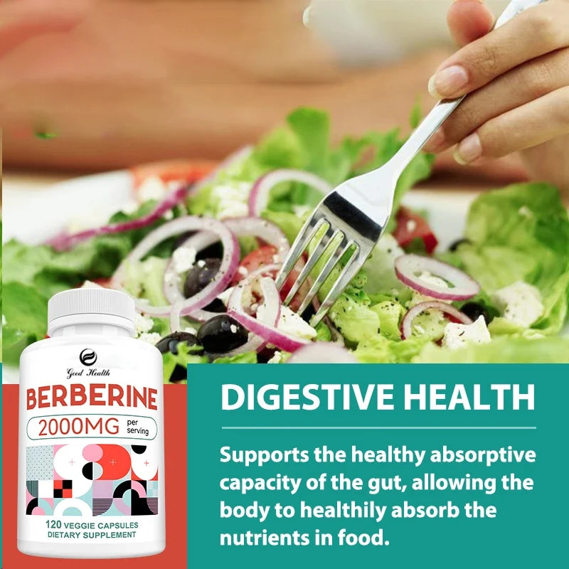 Berberine Capsules 2000mg - Supports Healthy Glucose (Blood Sugar) and Lipid (Fats) Metabolism Sqin Med by Nurse Faye